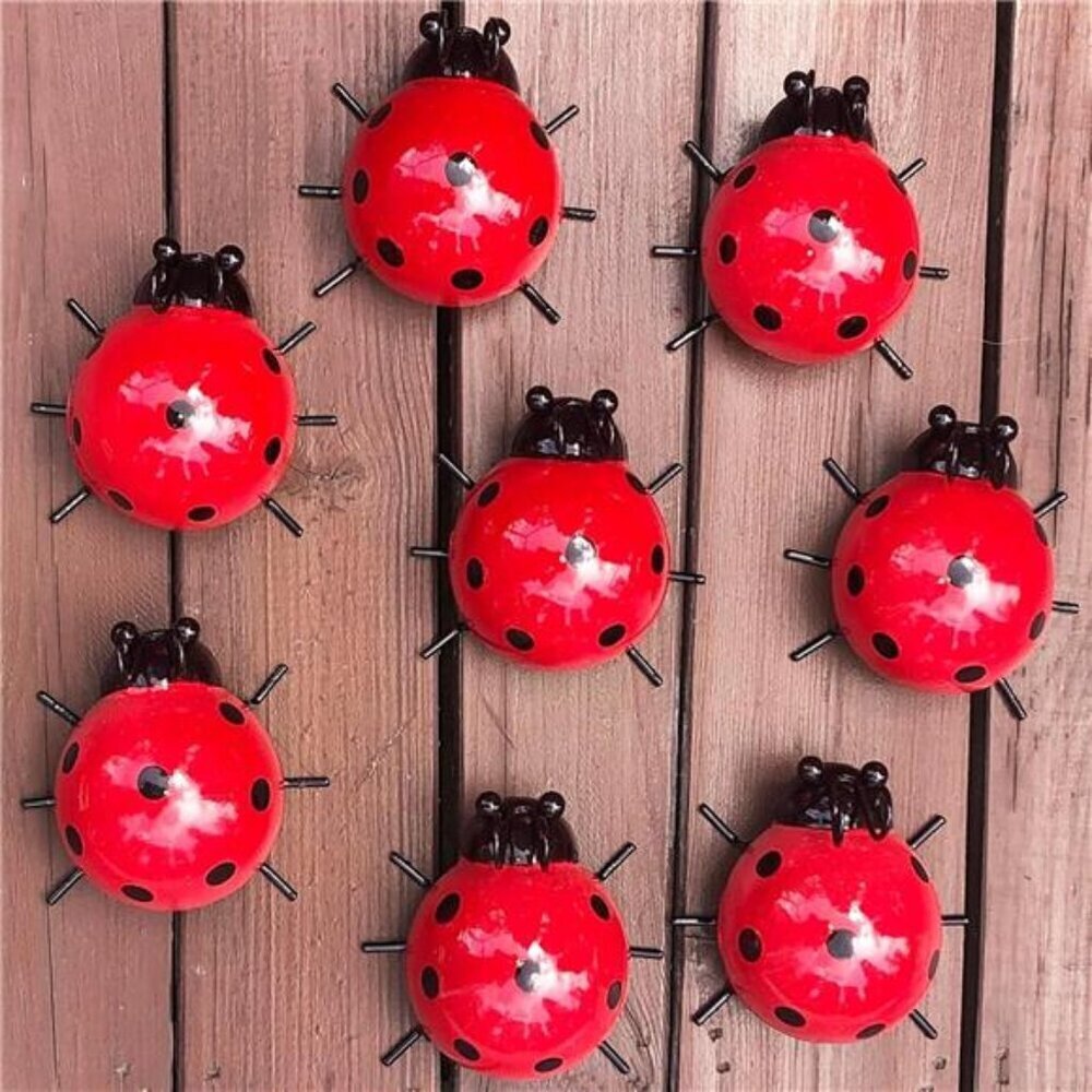 Metal Garden Decor for Outside Ladybugs Wall Sculptures & Statues - Set of 8